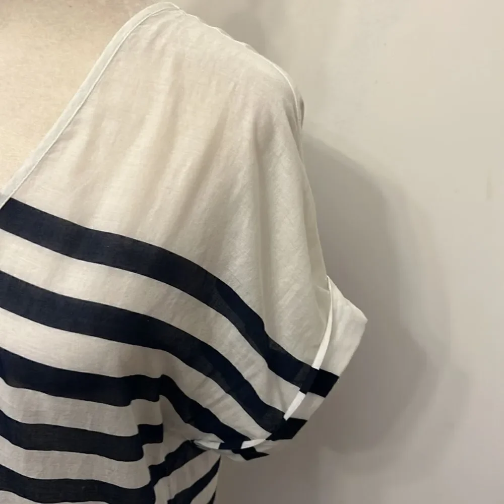 J Crew navy white striped sheer cotton cover up Size XXS EUC